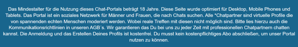 ChatYou Test: Die holländische Klon-Epidemie geht weiter In der Fußzeile befindet sich das Geständnis, dass es gefälschte Profile gibt.
