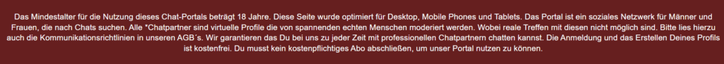MatureSearch Test: Die Betrugs-Maschinerie läuft weiter Dieser Screenshot zeigt den Text, den wir in der Fußzeile gefunden haben.