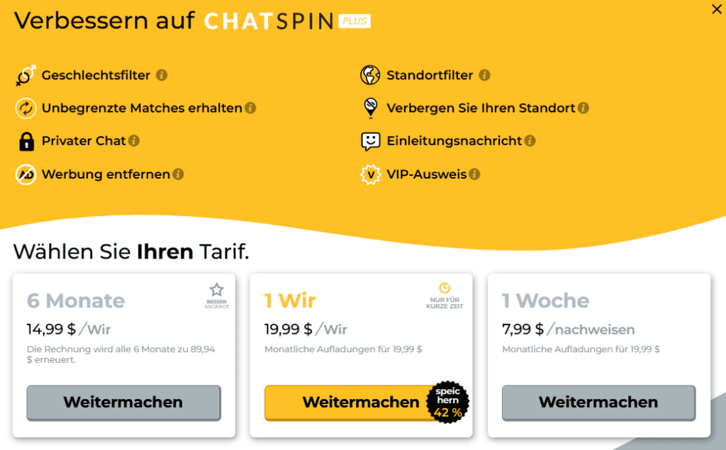 Was kostet Chatspin preis