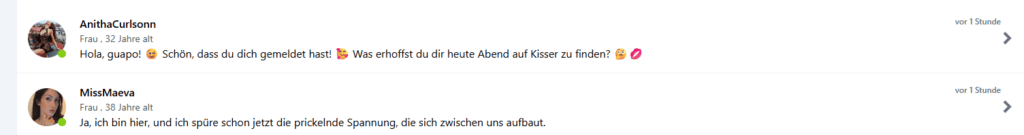 Automatische Chat-Nachrichten von erfundenen Profilen kisser